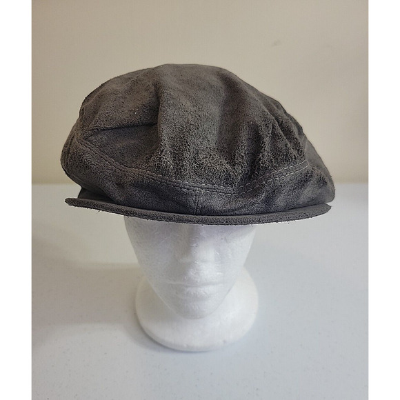 Pen West Gray Suede Made in USA Flat Driving Cabbie Newsboy Hat Men's Size Large - Picture 2 of 8